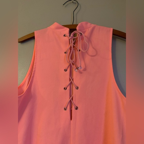 EVERLY Lace-Up Dress peachy pink spring summer easter simple classic tie up - Picture 5 of 7